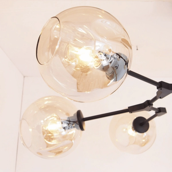 Lampa wisząca Modern orchid ST-1232-6 BLACK AMBER Step balls bursztynowa czarna