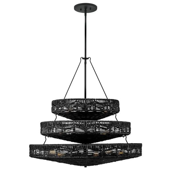 Rattanowa lampa wisząca Ophelia QN-OPHELIA-13P-BK-BK ażurowa czarna