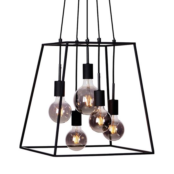 Loftowa LAMPA wisząca ALMODOVI PND-11532-5-BL Italux metalowa OPRAWA zwis klatka czarna