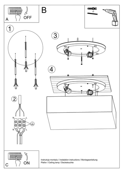 Kinkiet LAMPA ścienna SL.0142 kwadratowa OPRAWA plafon sufitowy czarny OUTLET