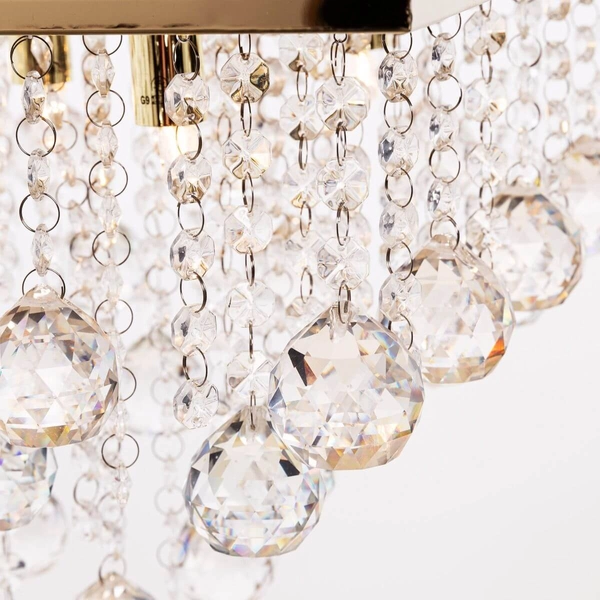 Natynkowa lampa sufitowa Rangel do sypialni crystal złota