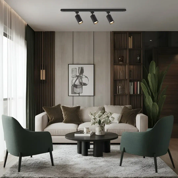 Potrójna sufitowa lampa 1m Tiger Track ML2126 na listwie reflektorki czarny