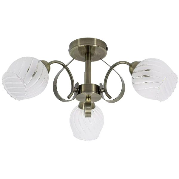 Klasyczna lampa sufitowa 7138/3 21QG szklane klosze mosiądz