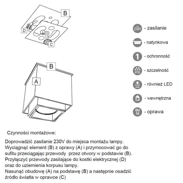 Downlight LAMPA sufitowa KAZO 7006 Shilo natynkowa OPRAWA reflektorowa do łazienki kostka cube biała