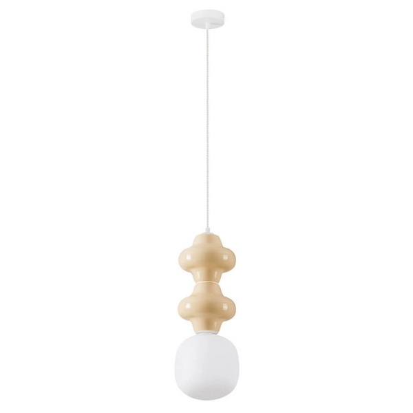 Salonowa lampa wisząca VILROSA LE44557 ceramiczna beżowa biała