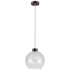 Wisząca LAMPA skandynawska LINEA 1860176 Spotlight loftowa OPRAWA szklany ZWIS kula ball drewno orzech przezroczysta