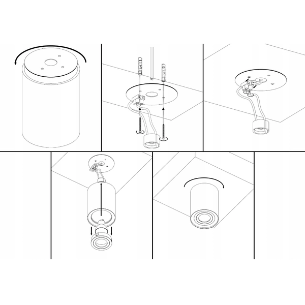 Downlight lampa sufitowa CGSPOTIK115BK ruchoma tuba czarna