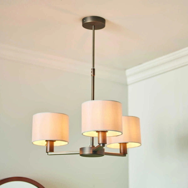 Abażurowa lampa wisząca Daley 73016 Endon do biura antyczny brąz biała