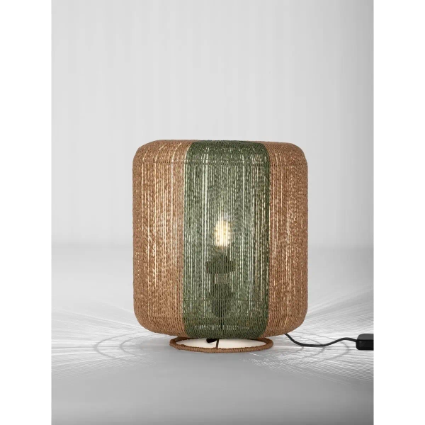 Lampka stołowa boho DULERMO LE45349 do sypialni sznurkowa brązowa zielona