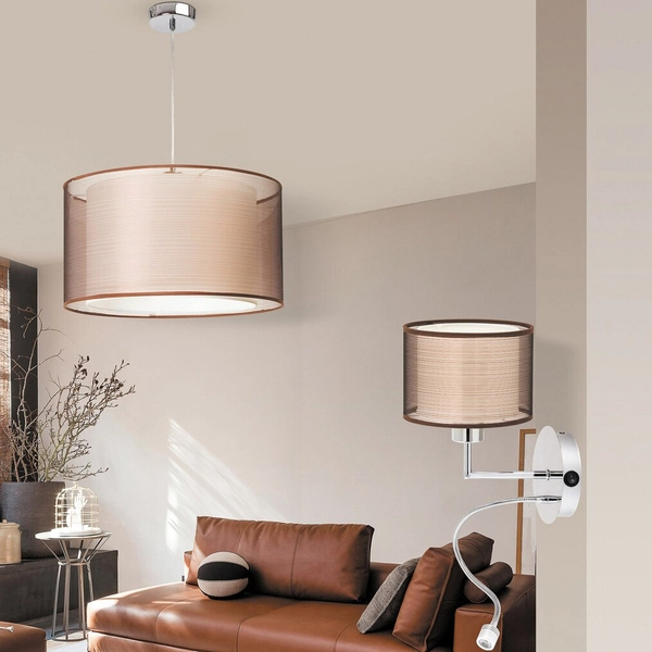 Kinkiet LAMPA ścienna ANASTASIA 2629 Rabalux abażurowa OPRAWA z peszlem LED 1W 4000K do czytania chrom brązowa