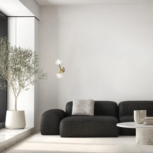 Podwójna ścienna lampa 23022 do przedpokoju szklana złota