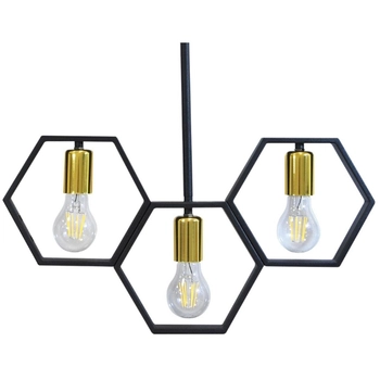 Lampa wisząca potrójna Honey 312549 Polux geometryczna czarna złota