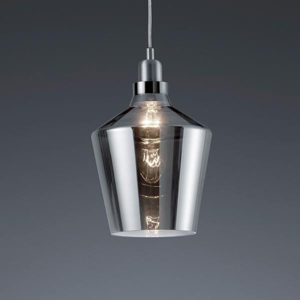 Szklana lampa wisząca Calais loftowa do kuchni nad wyspę czarna
