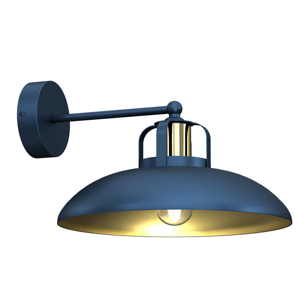 Nowoczesna lampa ścienna Felix do salonu niebieska złota
