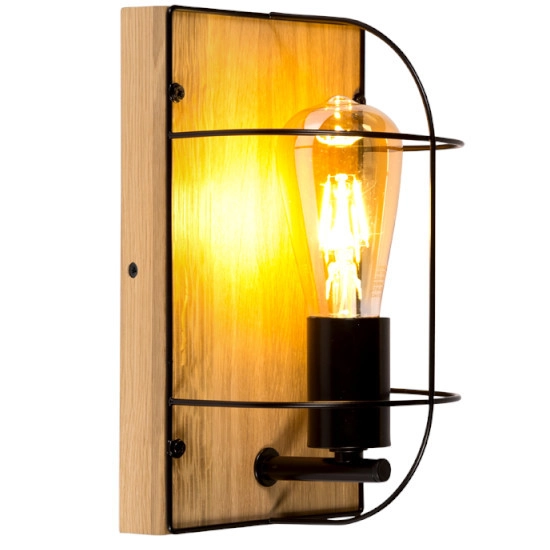 Kinkiet lampa ścienna NETUNO 92041174 druciana drewniana drewno czarna