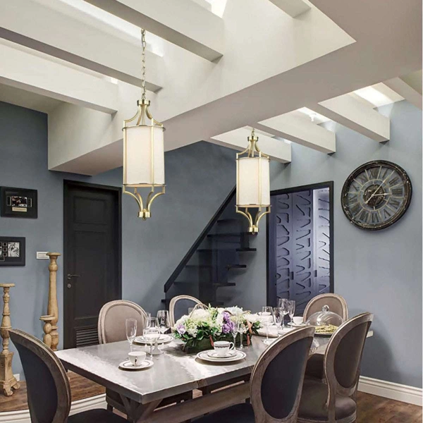 LAMPA klasyczna Lunga Cromo Orlicki Design wisząca OPRAWA abażurowa tuba ZWIS na łańcuchu kremowy chrom