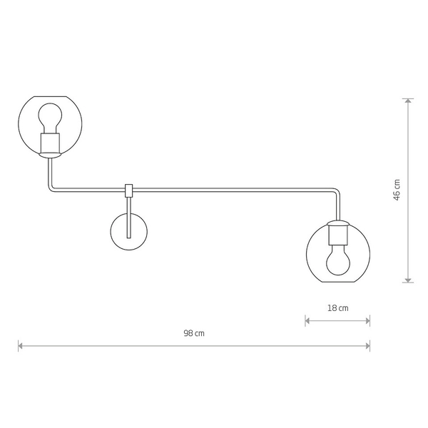 2-płomienny kinkiet skandynawski Monaco 9362 pokojowy czarny