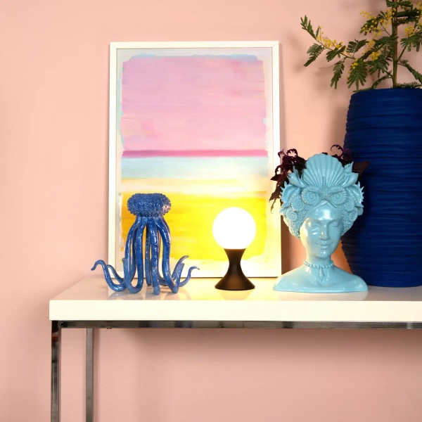 Nocna lampka MOYA 25516/01/30 Lucide szklana kula czarny biały