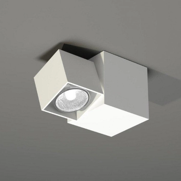 Kinkiet LAMPA ścienna BIZEN 7215 Shilo metalowa OPRAWA sufitowa reflektorek kostka biała