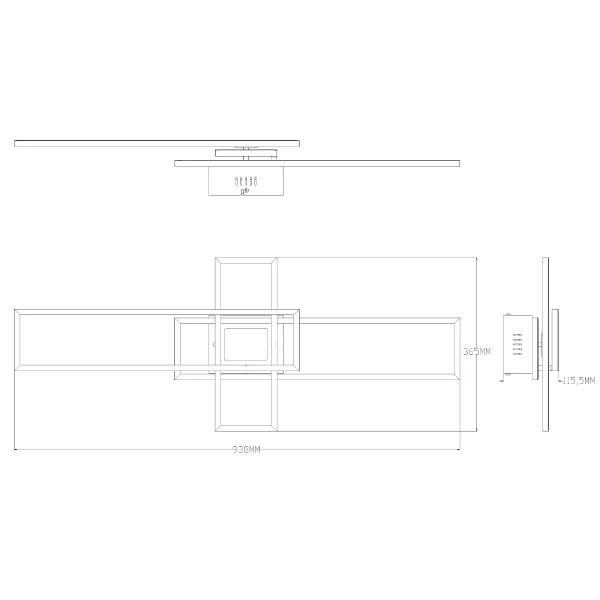 Geometryczny plafon LUMENZ MS243 LED 55W 3000-6000K kwadrat czarny złoty