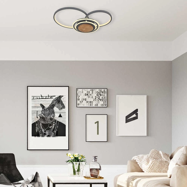 Lampa sufitowa NIRRA 67256-40 metalowa pierścienie LED 40W 3000K grafitowe