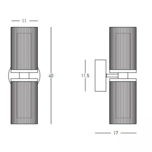 Podwójny ścienny kinkiet 23016 LED 12W 3000K tubka złota