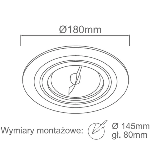 Lampa sufitowa Puro Nero Orlicki Design metalowa podtynkowa okrągły czarny