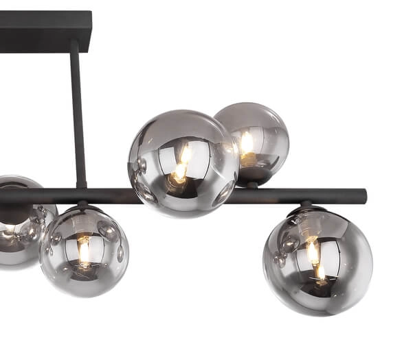 Sufitowa lampa molekułowa Riha 56133-9D szklane klosze czarne przydymione