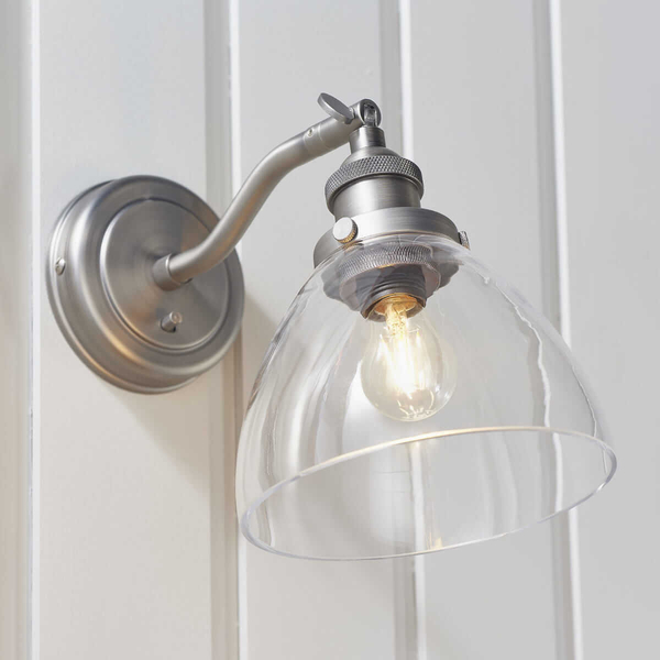 Klasyczna lampa ścienna Hansen 91739 Endon srebrna przezroczysta