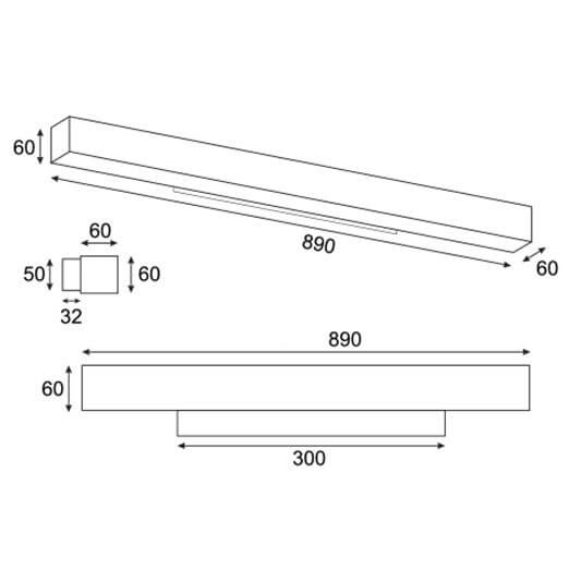 Liniowy kinkiet natynkowy Lupinus 6115D110202-1 Elkim LED 24W 4000K biały