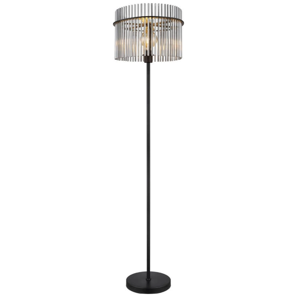 Lampa stojąca do sypialni GORLEY 15698S loft szklana czarna przydymiona