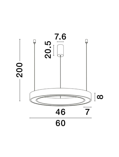 Złota lampa wisząca SONORA LE42809 ring LED 50W ściemniana aplikacją
