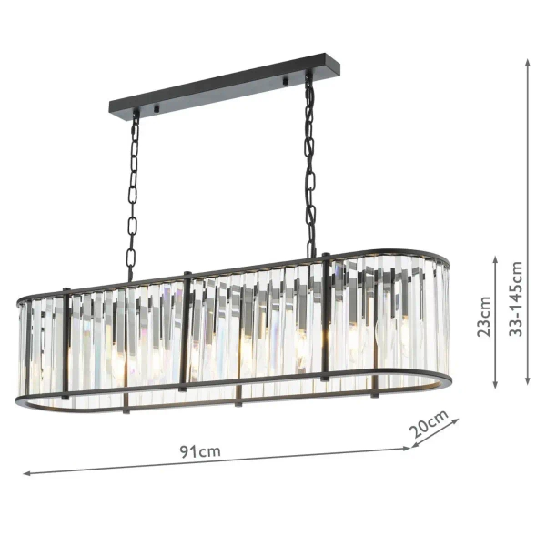 Owalna wisząca lampa Kiran KIR3422 nad stół kryształowy czarny