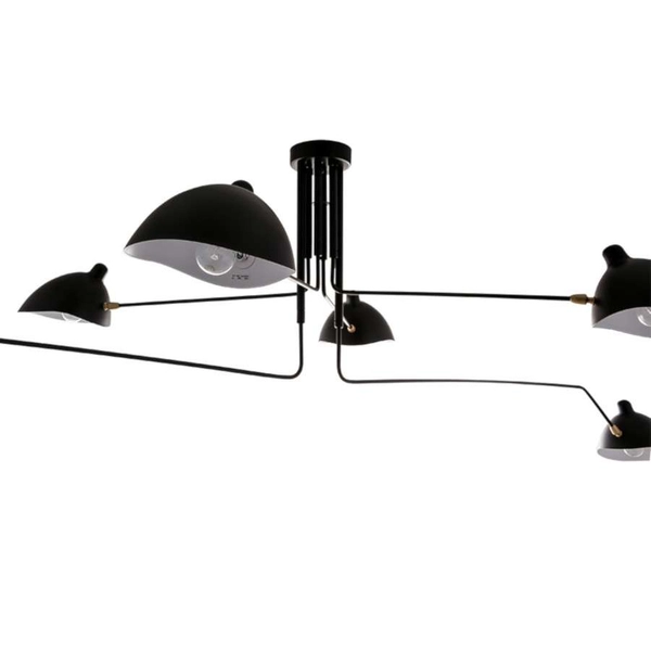 LAMPA sufitowa DAVIS MDE610/4+2 Italux metalowa OPRAWA na wysięgnikach retro czarna