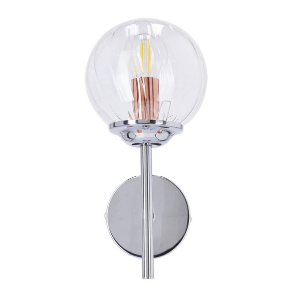 Szklany kinkiet ścienny Best 21-67234 kula chrom przezroczysty