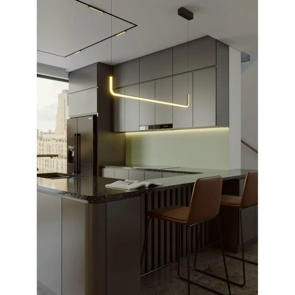 Liniowa ledowa lampa wisząca Urus PO644 LED 17W 3000K do kuchni czarny