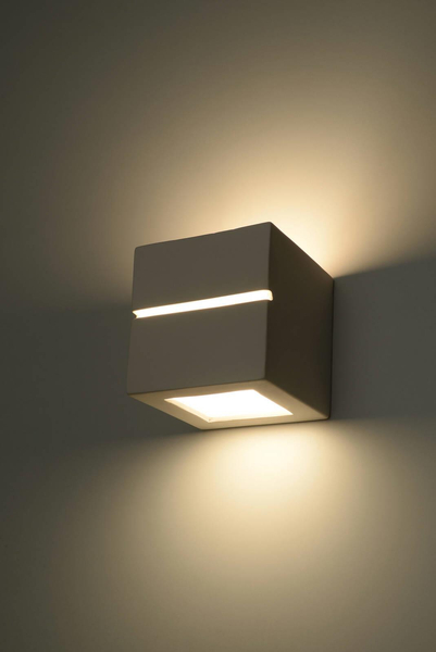 Kinkiet LAMPA ścienna SL.0230 ceramiczna OPRAWA przyścienna kostka cube biała