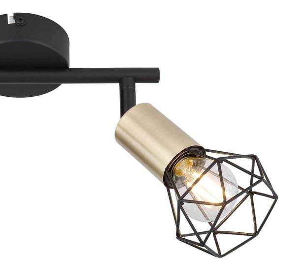 Sufitowa lampa Xara 54802S-2AB z regulacją czarna mosiądz