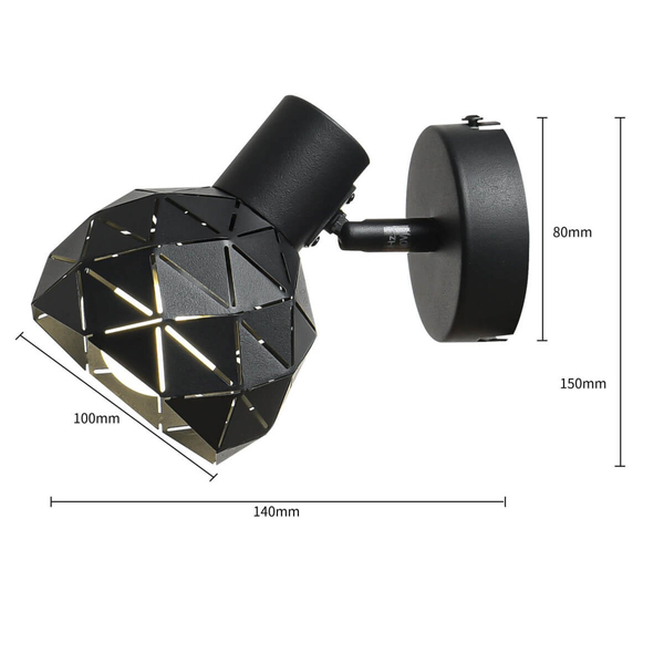 Regulowana LAMPA ścienna REUS LP-8069/1WS BK Light Prestige metalowa OPRAWA geometryczny kinkiet czarny