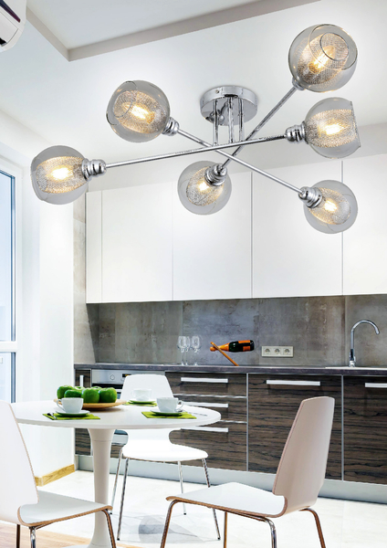 Lampa sufitowa DIXI 36-61362 szklana plafon kule siatki chrom przezroczyste