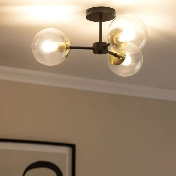 Sufitowa lampa szklana Tesoro ABR-KRK-C-3XE27 Abruzzo kule czarny