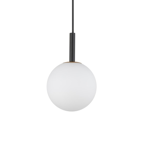 Czarna lampa wisząca Gama mleczna kula do jadalni nad stół