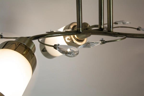 Pokojowa lampa sufitowa 8267/3 21QG kryształki mosiądz
