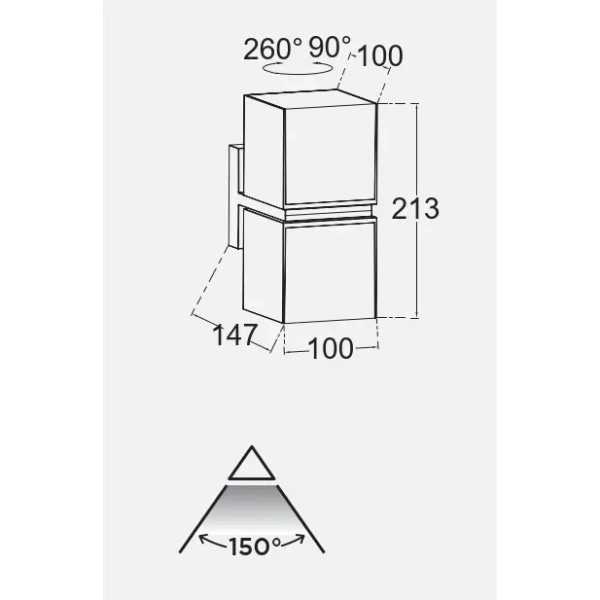 Zewnętrzna LAMPA elewacyjna CUBA 5193801012 Lutec regulowana OPRAWA kinkiet LED 23W 3000K metalowy IP54 czarny