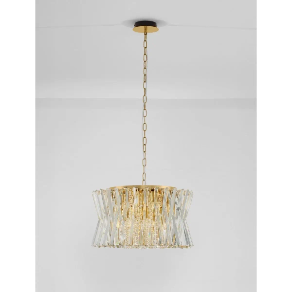 Lampa wisząca glamour MELUNTO LE45152 kryształki do salonu złota