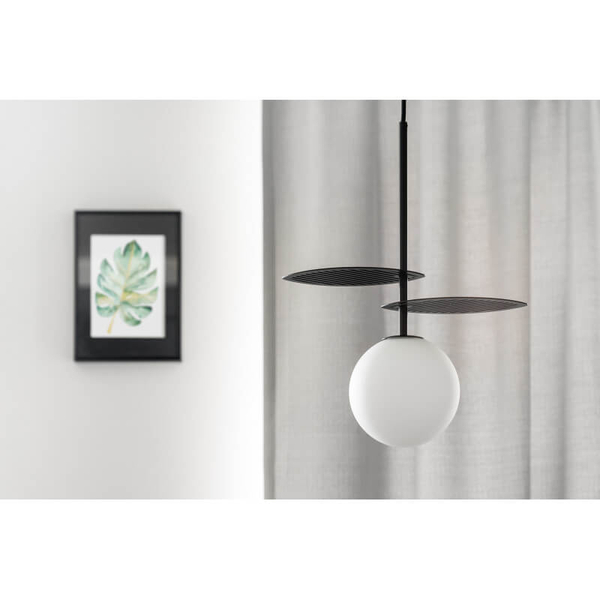 Wisząca lampa nad stół Fyllo FYA122P0 kula ball biała czarna