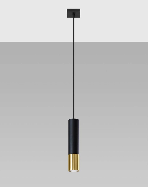 Loftowa LAMPA wisząca SL.0952 metalowa OPRAWA modernistyczny ZWIS tuba czarna złota