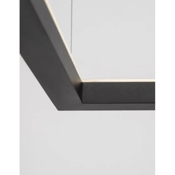 Wisząca LAMPA geometryczna JAEN LE41427 Luces Exclusivas metalowa OPRAWA kwadratowy ZWIS LED 40W 3000K ściemnialny czarny