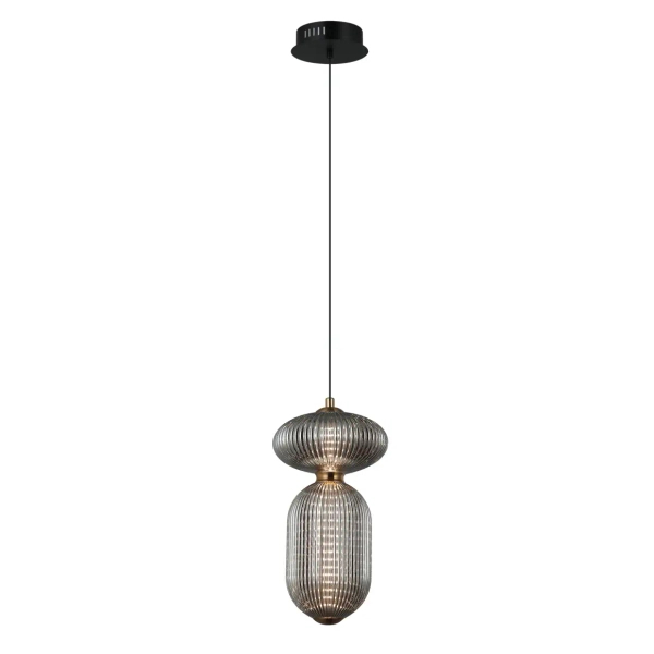 Szklana lampa loftowa Nico PND-8545-2A-AB-SG do jadalni czarna mosiądz