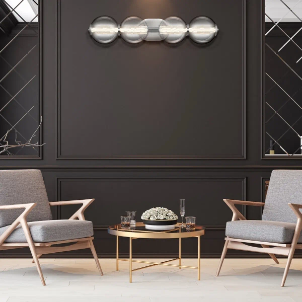 Szklany kinkiet Atomo QN-ATOMO-4W-PC LED 18,5W 3000K IP44 kule srebrny